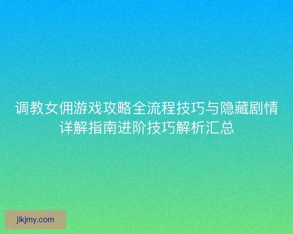 调教女佣游戏攻略全流程技巧与隐藏剧情详解指南进阶技巧解析汇总
