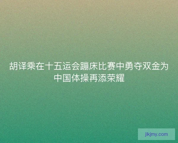 胡译乘在十五运会蹦床比赛中勇夺双金为中国体操再添荣耀