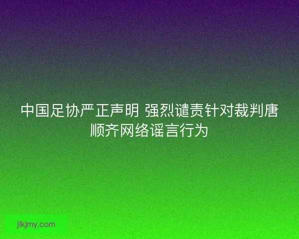 中国足协严正声明 强烈谴责针对裁判唐顺齐网络谣言行为 中国足协严正声明 强烈谴责针对裁判唐顺齐网络谣言行为